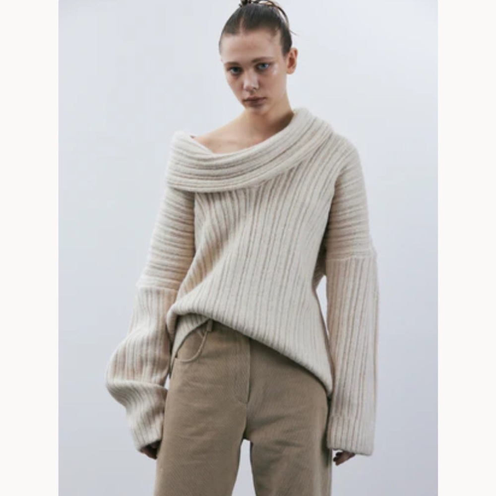 Source Unknown Becca Oversized High Roll Knit Pullover, Birch